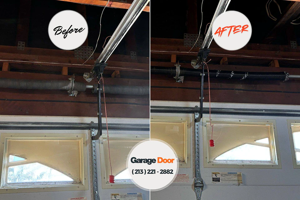 Before and after: garage door repair Vinita, OK